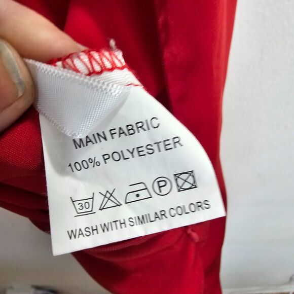 D&M Red Sexy Spaghetti Strap Drape Neck Front Slit Back Zip Satin Dress Small - Picture 6 of 10